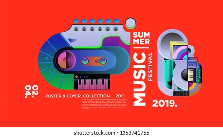 Summer Colorful Art and Music Festival Banner and Cover Template for Event, Magazine, and Web Banner.
