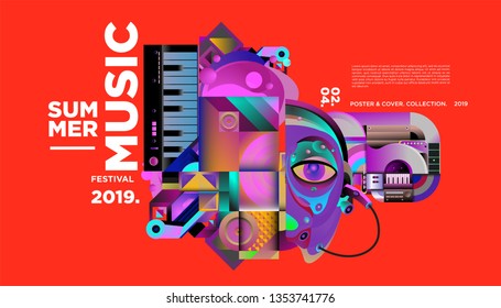 Summer Colorful Art and Music Festival Banner and Cover Template for Event, Magazine, and Web Banner.
