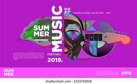 Summer Colorful Art and Music Festival Banner and Cover Template for Event, Magazine, and Web Banner.
