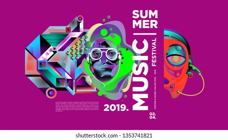 Summer Colorful Art and Music Festival Banner and Cover Template for Event, Magazine, and Web Banner.
