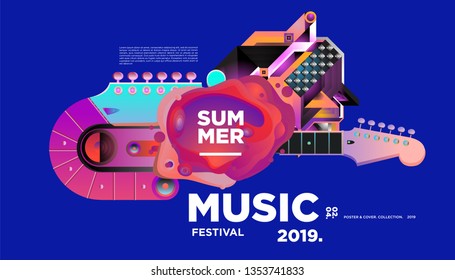 Summer Colorful Art and Music Festival Banner and Cover Template for Event, Magazine, and Web Banner.
