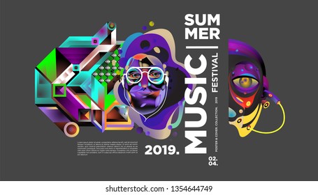 Summer Colorful Art and Music Festival Banner and Cover Template for Event, Magazine, and Web Banner.
