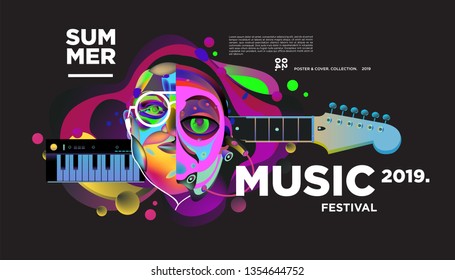 Summer Colorful Art and Music Festival Banner and Cover Template for Event, Magazine, and Web Banner.
