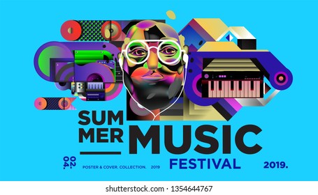 Summer Colorful Art and Music Festival Banner and Cover Template for Event, Magazine, and Web Banner.
