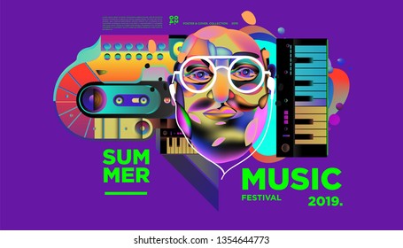 Summer Colorful Art and Music Festival Banner and Cover Template for Event, Magazine, and Web Banner.
