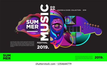 Summer Colorful Art and Music Festival Banner and Cover Template for Event, Magazine, and Web Banner.
