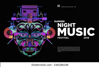 Summer Colorful Art and Music Festival Banner and Cover Template for Event, Magazine, and Web Banner.
