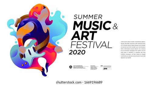 Summer Colorful Art and Music Festival Banner and Cover Template for Event, Magazine, and Web Banner.
