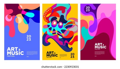 Summer Colorful Art and Music Festival Poster and Cover Templates 2023