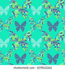 Summer colorful butterfly decorative seamless pattern