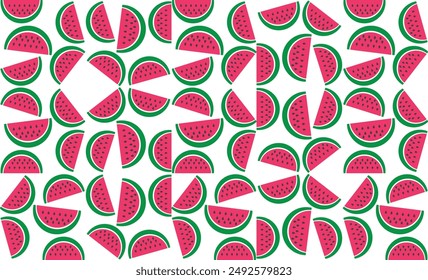 Summer colorful cartoon seamless watermelon slice pattern. Design for gift wrapping, cards, covers and more