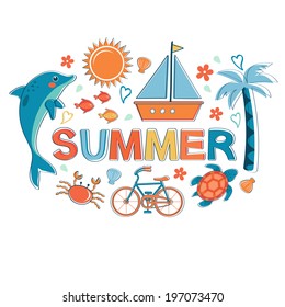 Summer colorful composition. Vector illustration