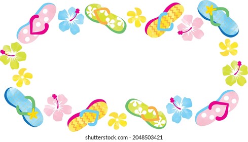 Summer colorful flip flop border