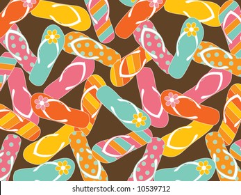 summer colorful flip flops pattern (vector)