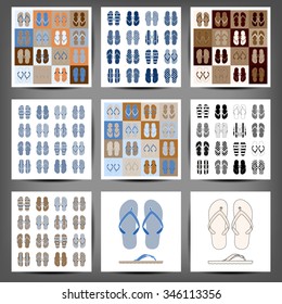Summer colorful flip flops set. Vector illustration. 10 eps