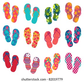 Summer colorful flip flops