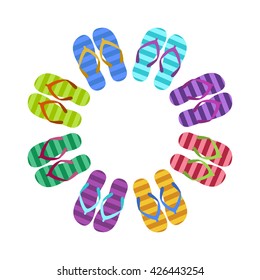 Summer colorful flops in circle, vector illustration