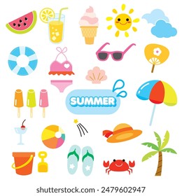 Summer Colorful funny clip art elements