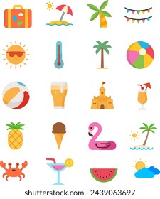 Summer colorful icon vector set