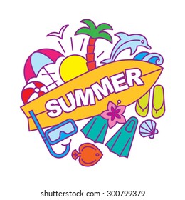 Summer colorful logo. Vector illustration.