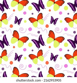 Patrón De Verano Colorido Con Ilustración Vector De Mariposas En Estilo Plano
