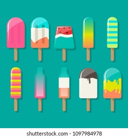 summer colorful popsicles vector illustration
