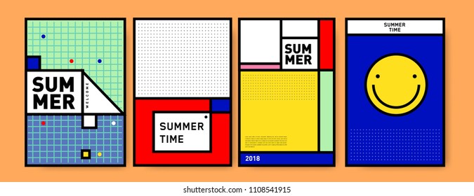 Summer colorful poster design template. Set of summer sale background and illustration. Minimalist design style for summer event poster and banner in eps10.
