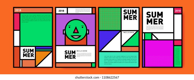 Summer colorful poster design template. Set of summer sale background and illustration. Minimalist design style for summer event poster and banner in eps10.

