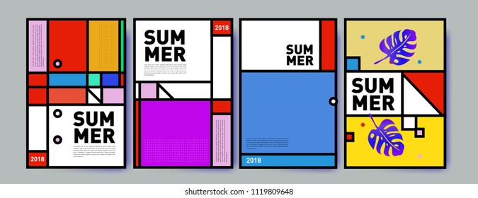 Summer colorful poster design template. Set of summer sale background and illustration. Minimalist design style for summer event poster and banner in eps10.
