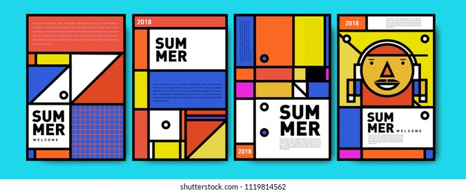 Summer colorful poster design template. Set of summer sale background and illustration. Minimalist design style for summer event poster and banner in eps10.
