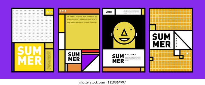 Summer colorful poster design template. Set of summer sale background and illustration. Minimalist design style for summer event poster and banner in eps10.
