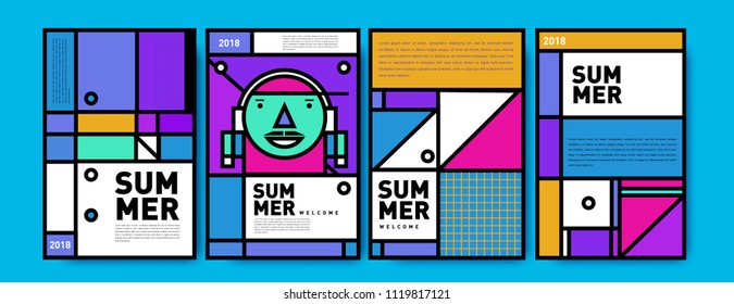 Summer colorful poster design template. Set of summer sale background and illustration. Minimalist design style for summer event poster and banner in eps10.
