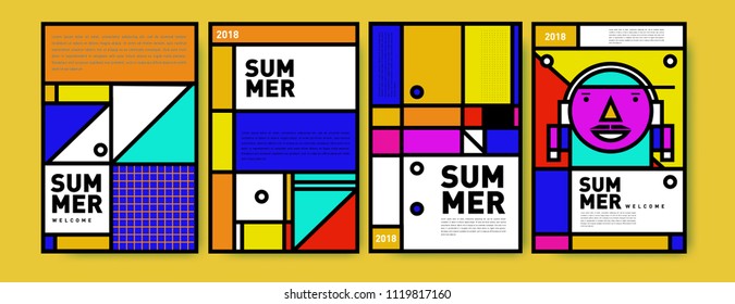 Summer colorful poster design template. Set of summer sale background and illustration. Minimalist design style for summer event poster and banner in eps10.
