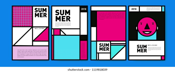 Summer colorful poster design template. Set of summer sale background and illustration. Minimalist design style for summer event poster and banner in eps10.
