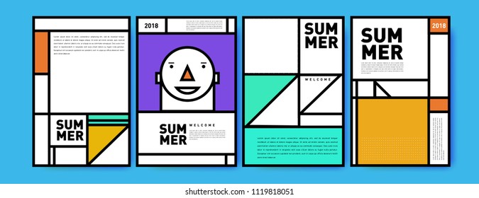 Summer colorful poster design template. Set of summer sale background and illustration. Minimalist design style for summer event poster and banner in eps10.
