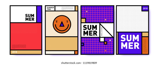 Summer colorful poster design template. Set of summer sale background and illustration. Minimalist design style for summer event poster and banner in eps10.
