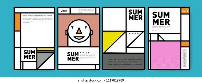 Summer colorful poster design template. Set of summer sale background and illustration. Minimalist design style for summer event poster and banner in eps10.
