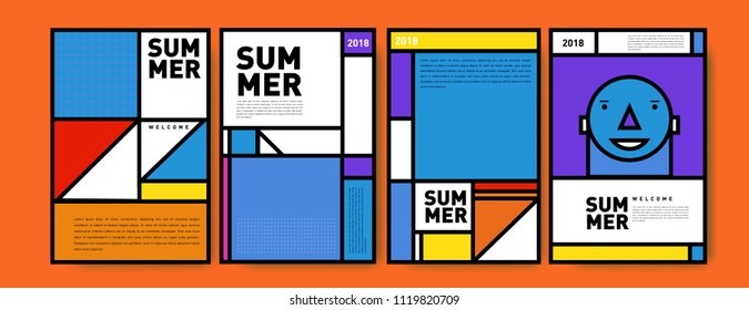 Summer colorful poster design template. Set of summer sale background and illustration. Minimalist design style for summer event poster and banner in eps10.
