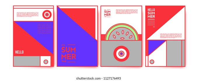 Summer colorful poster design template. Set of summer sale background and illustration. Minimalist design style for summer event poster and banner in eps10. 