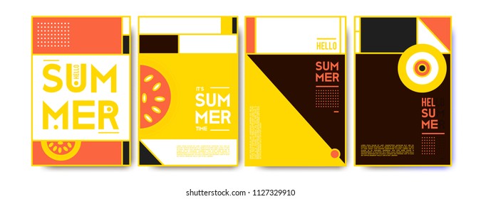 Summer colorful poster design template. Set of summer sale background and illustration. Minimalist design style for summer event poster and banner in eps10. 