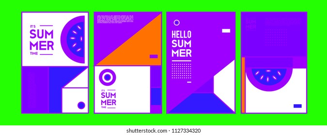 Summer colorful poster design template. Set of summer sale background and illustration. Minimalist design style for summer event poster and banner in eps10. 