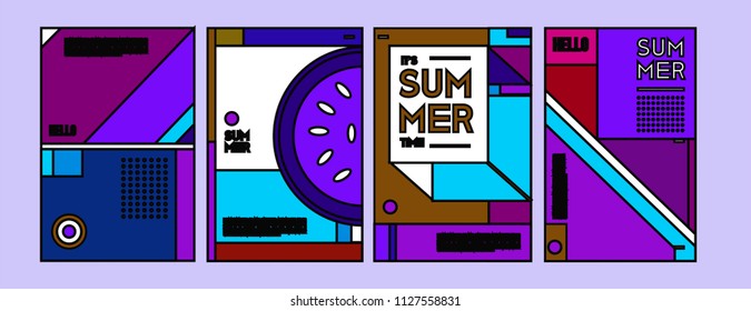 Summer colorful poster design template. Set of summer sale background and illustration. Minimalist design style for summer event poster and banner in eps10. 