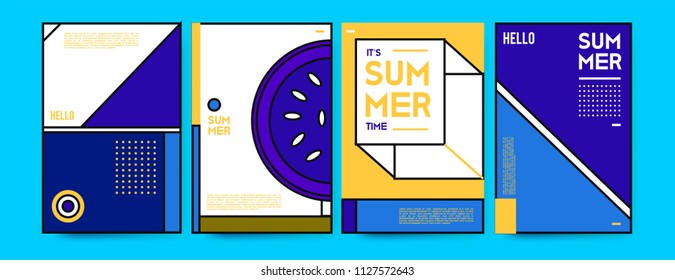 Summer colorful poster design template. Set of summer sale background and illustration. Minimalist design style for summer event poster and banner in eps10. 
