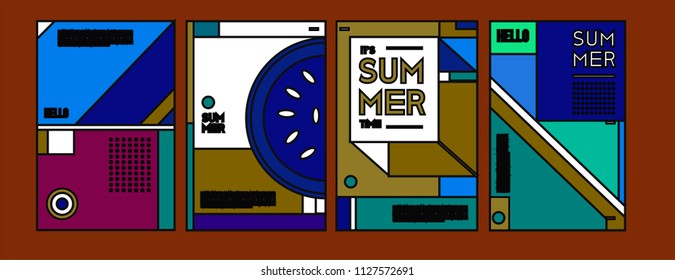 Summer colorful poster design template. Set of summer sale background and illustration. Minimalist design style for summer event poster and banner in eps10. 
