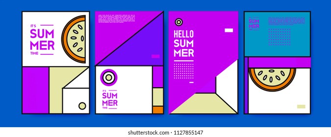 Summer colorful poster design template. Set of summer sale background and illustration. Minimalist design style for summer event poster and banner in eps10. 
 