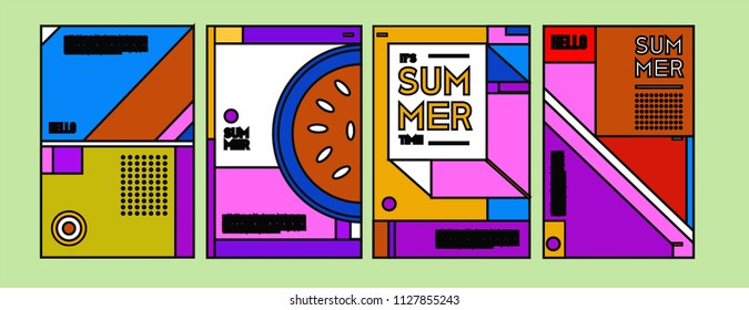 Summer colorful poster design template. Set of summer sale background and illustration. Minimalist design style for summer event poster and banner in eps10. 
 