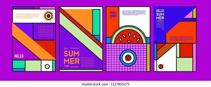 Summer colorful poster design template. Set of summer sale background and illustration. Minimalist design style for summer event poster and banner in eps10. 
 