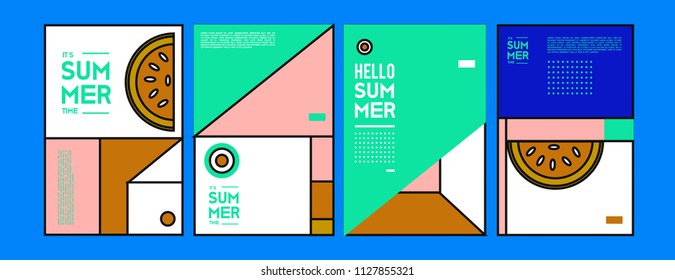Summer colorful poster design template. Set of summer sale background and illustration. Minimalist design style for summer event poster and banner in eps10. 
 