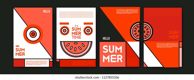 Summer colorful poster design template. Set of summer sale background and illustration. Minimalist design style for summer event poster and banner in eps10. 
 