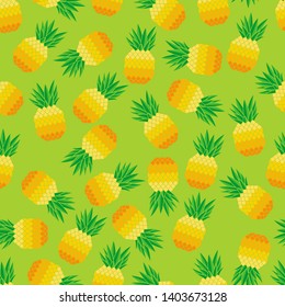 Summer colorful tropical pineapple vector seamless pattern background